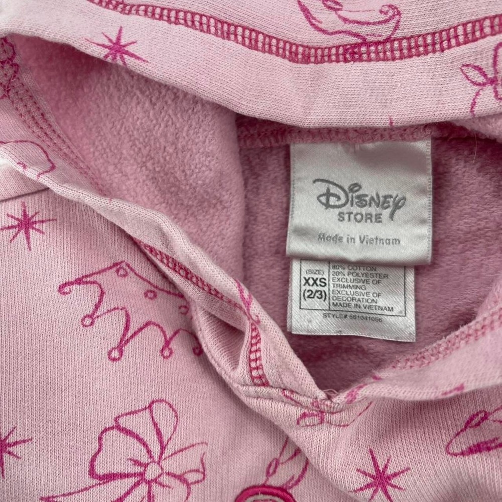 Y2K Disney Princess Toddler Hoodie Rare 2T 3T Cozy Pink Belle Cinderella Bows - Picture 6 of 7